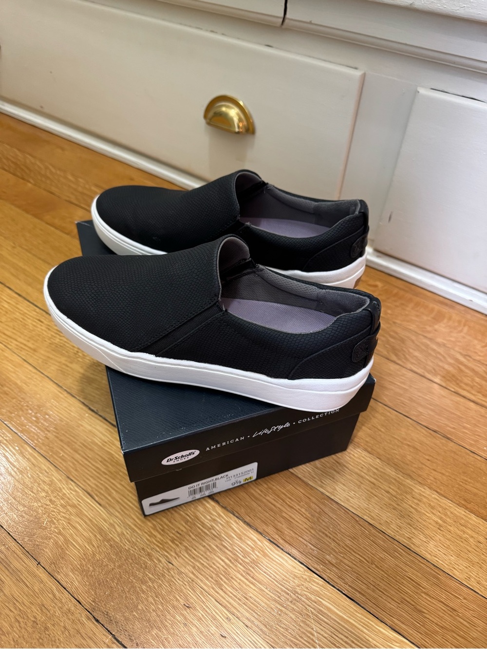 Dr. Scholl's Black Slip-On Sneakers with White Sole